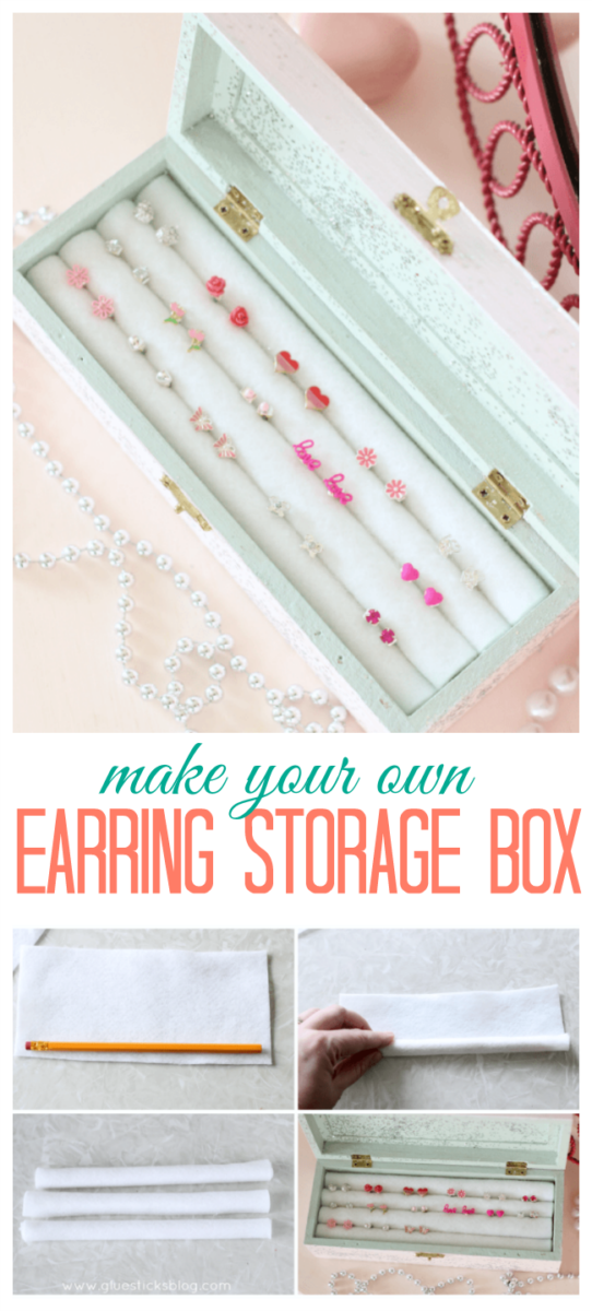 Make an Earring Storage Box for $5 Using Pencils and Felt
